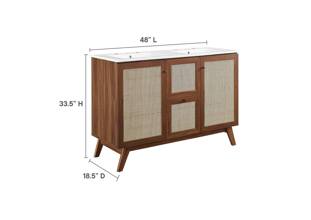 EEI-6721-WAL-WHI Soma 48" Double Sink Bathroom Vanity By Modway