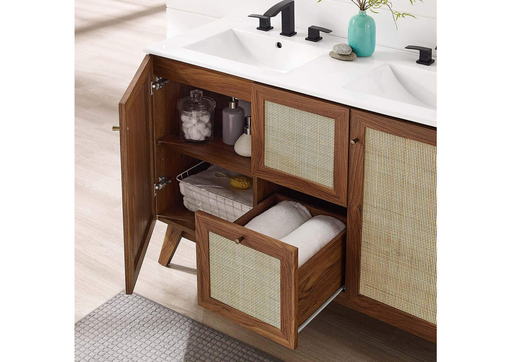 EEI-6721-WAL-WHI Soma 48" Double Sink Bathroom Vanity By Modway
