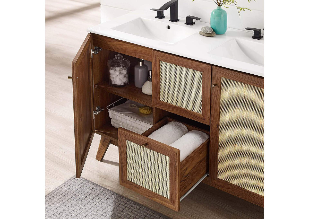 EEI-6721-WAL-WHI Soma 48" Double Sink Bathroom Vanity By Modway