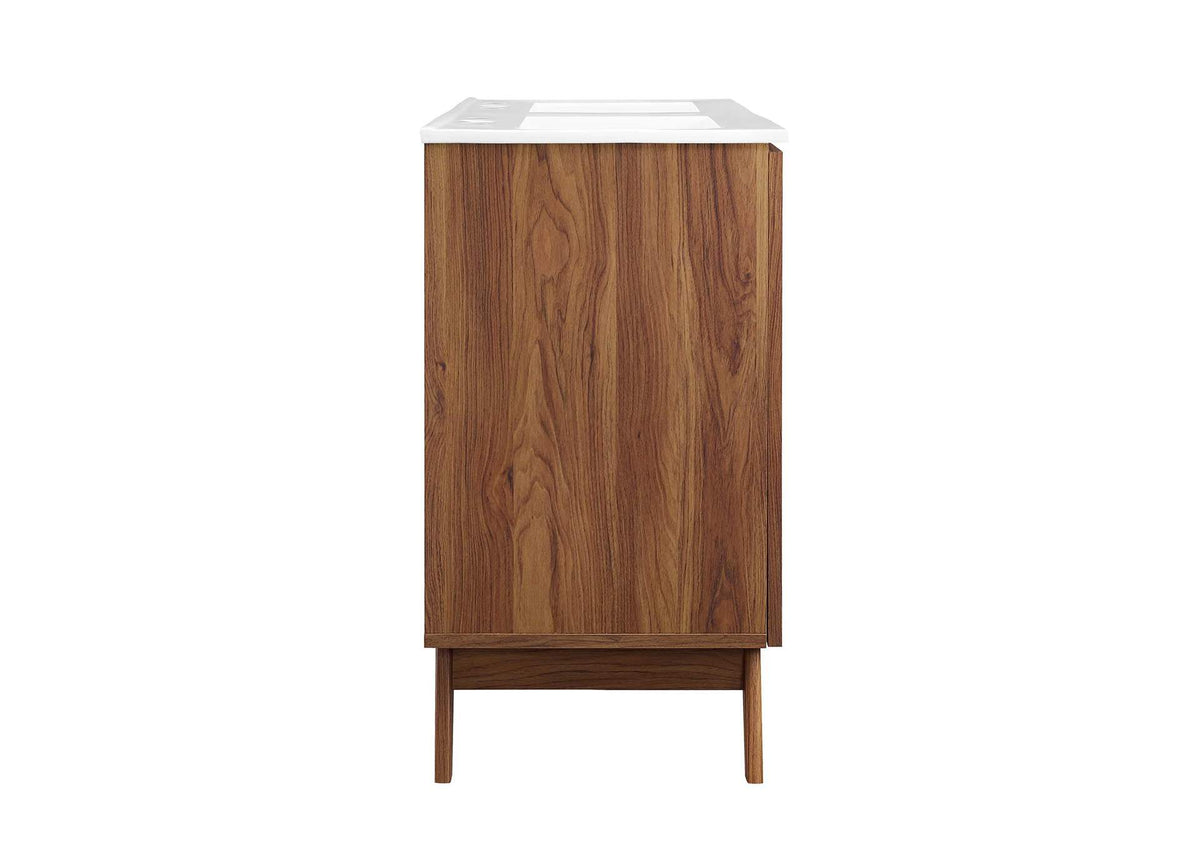 EEI-6721-WAL-WHI Soma 48" Double Sink Bathroom Vanity By Modway