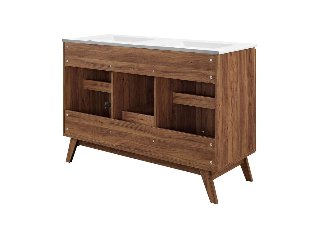 EEI-6721-WAL-WHI Soma 48" Double Sink Bathroom Vanity By Modway