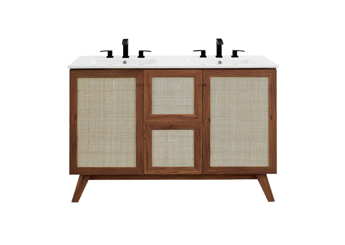 EEI-6721-WAL-WHI Soma 48" Double Sink Bathroom Vanity By Modway