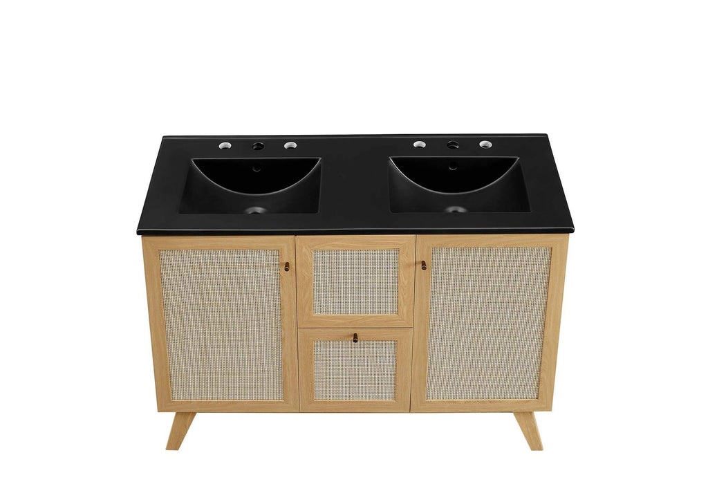 EEI-6722-OAK-BLK Soma 48" Double Sink Bathroom Vanity By Modway