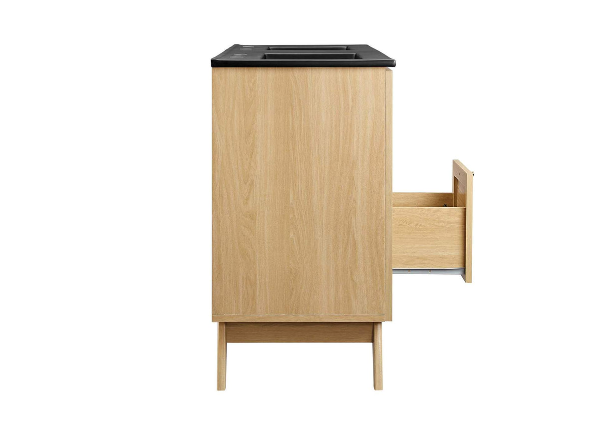 EEI-6722-OAK-BLK Soma 48" Double Sink Bathroom Vanity By Modway