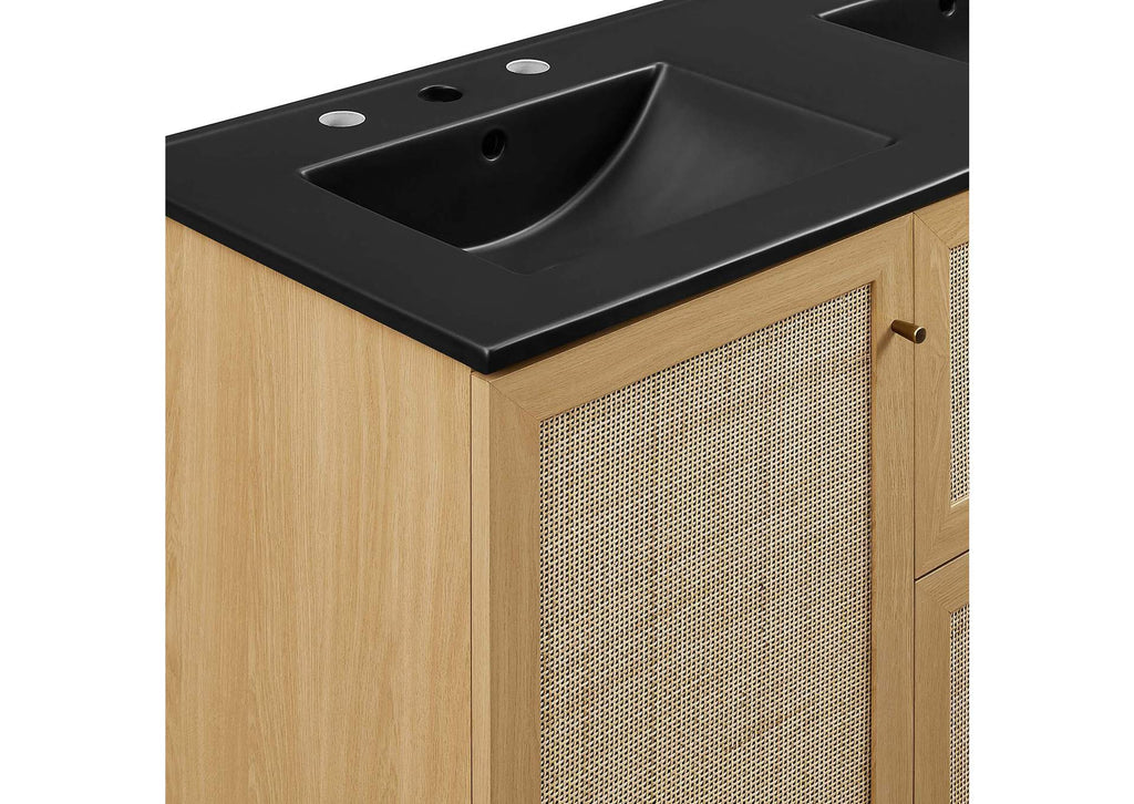 EEI-6722-OAK-BLK Soma 48" Double Sink Bathroom Vanity By Modway