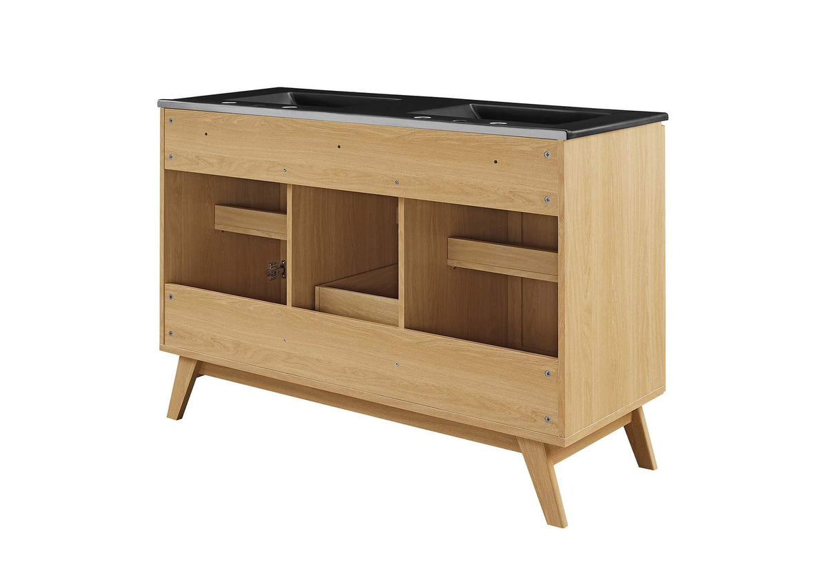 EEI-6722-OAK-BLK Soma 48" Double Sink Bathroom Vanity By Modway