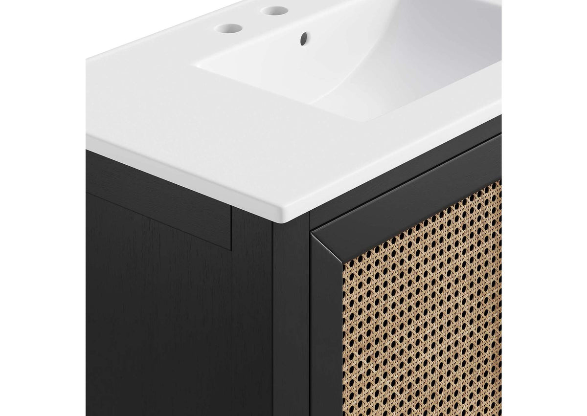 EEI-6725-BLK-WHI Dixie 36" Solid Wood Bathroom Vanity Cabinet By Modway
