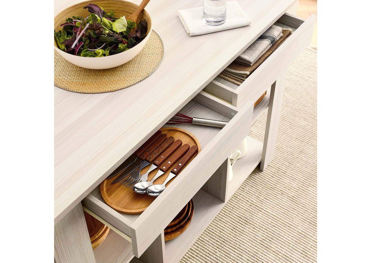 EEI-6731-WMA Meadowbrook 3-Piece Kitchen Island And Stool Set By Modway