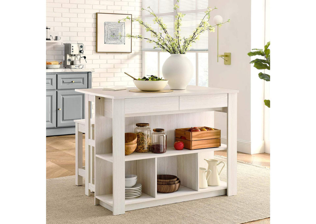 EEI-6731-WMA Meadowbrook 3-Piece Kitchen Island And Stool Set By Modway