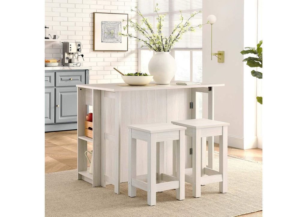 EEI-6731-WMA Meadowbrook 3-Piece Kitchen Island And Stool Set By Modway