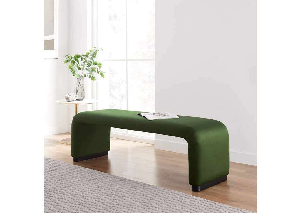 EEI-6734-BLK-MOS Koda Performance Velvet Waterfall Long Bench By Modway