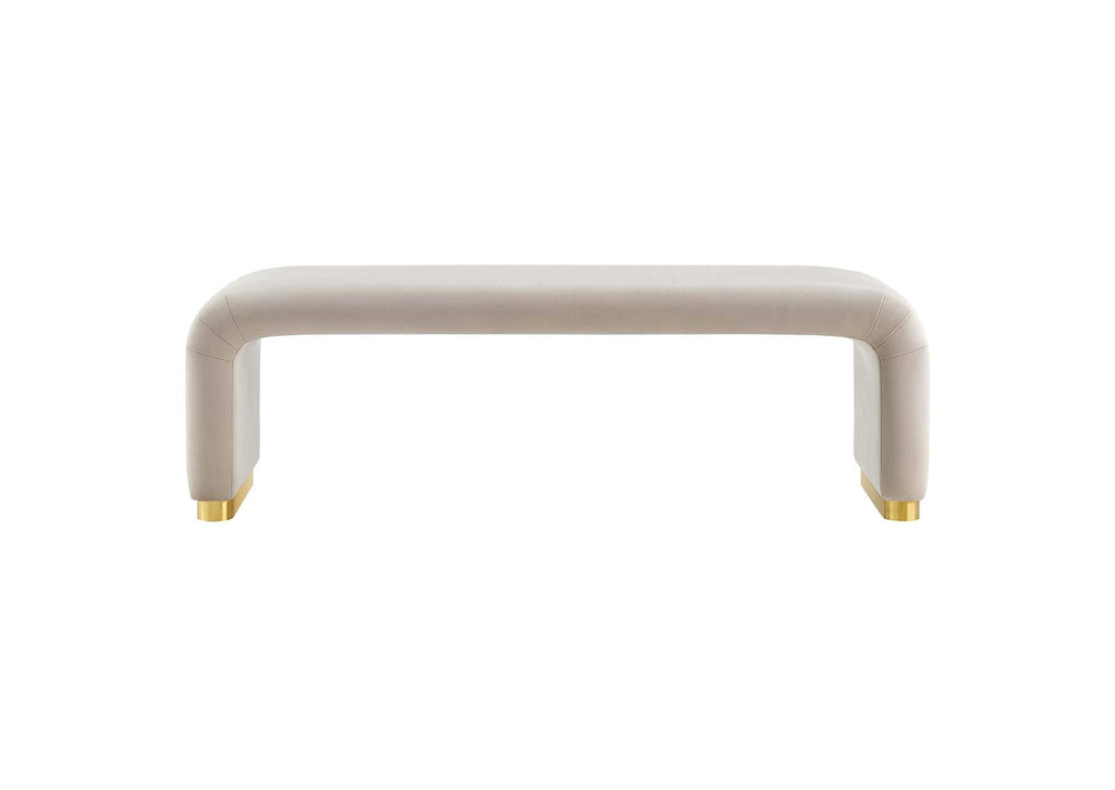 EEI-6734-BRA-ALM Koda Performance Velvet Waterfall Long Bench By Modway