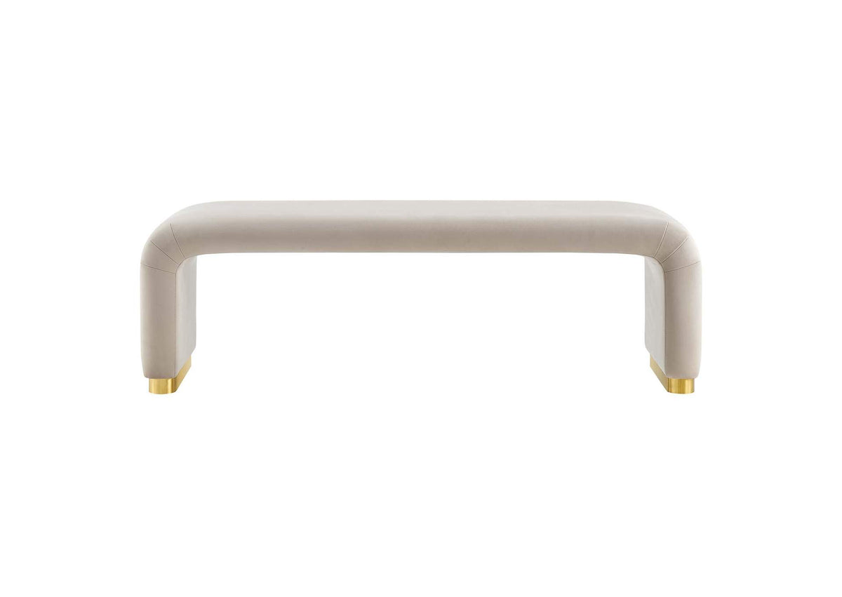 EEI-6734-BRA-ALM Koda Performance Velvet Waterfall Long Bench By Modway