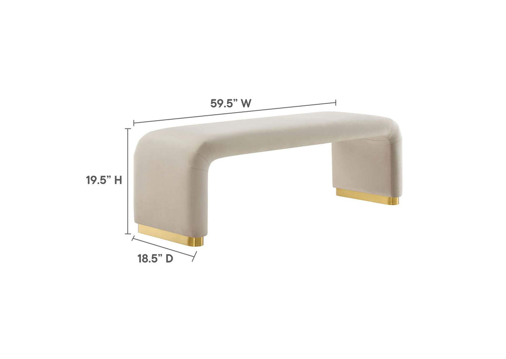 EEI-6734-BRA-ALM Koda Performance Velvet Waterfall Long Bench By Modway
