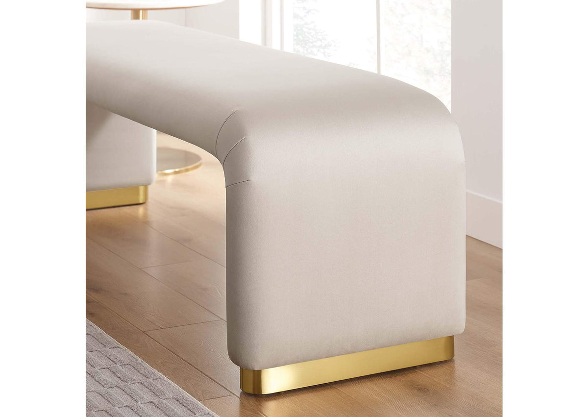 EEI-6734-BRA-ALM Koda Performance Velvet Waterfall Long Bench By Modway