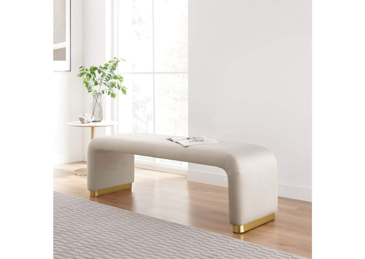EEI-6734-BRA-ALM Koda Performance Velvet Waterfall Long Bench By Modway