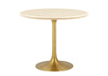 EEI-6752-GLD-TRA Lippa 36" Round Faux Travertine Dining Table By Modway