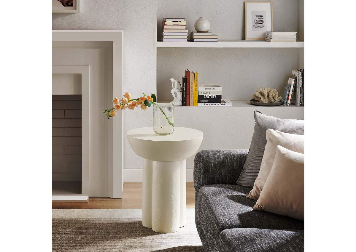 EEI-6761-WHI Caspian Round Concrete Side Table By Modway