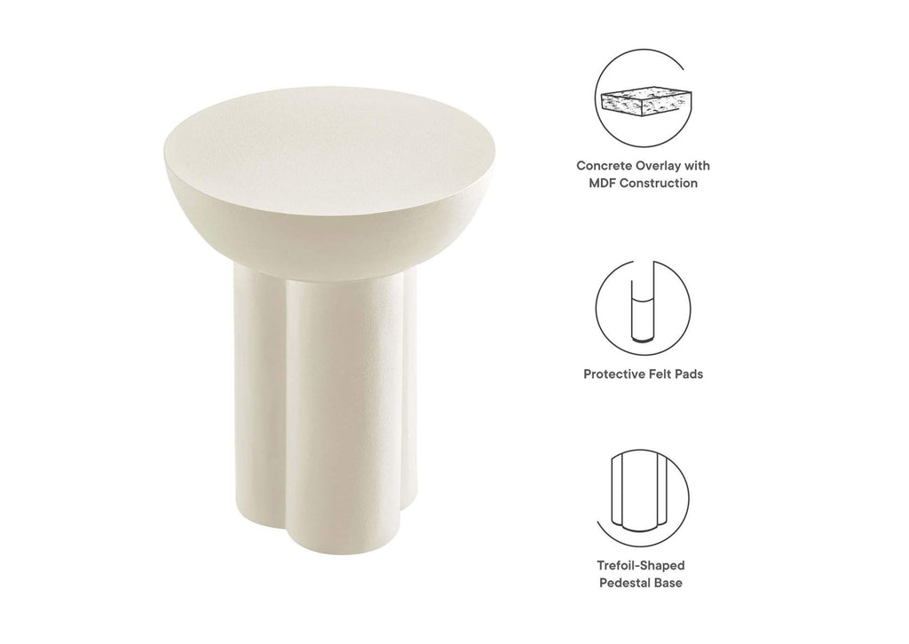 EEI-6761-WHI Caspian Round Concrete Side Table By Modway