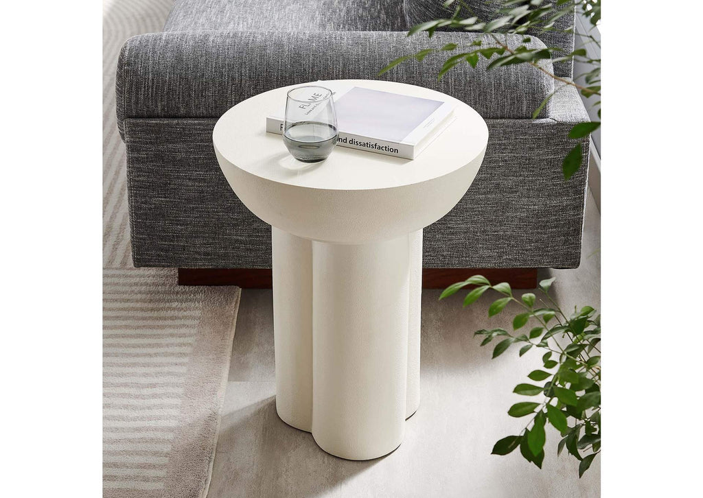 EEI-6761-WHI Caspian Round Concrete Side Table By Modway