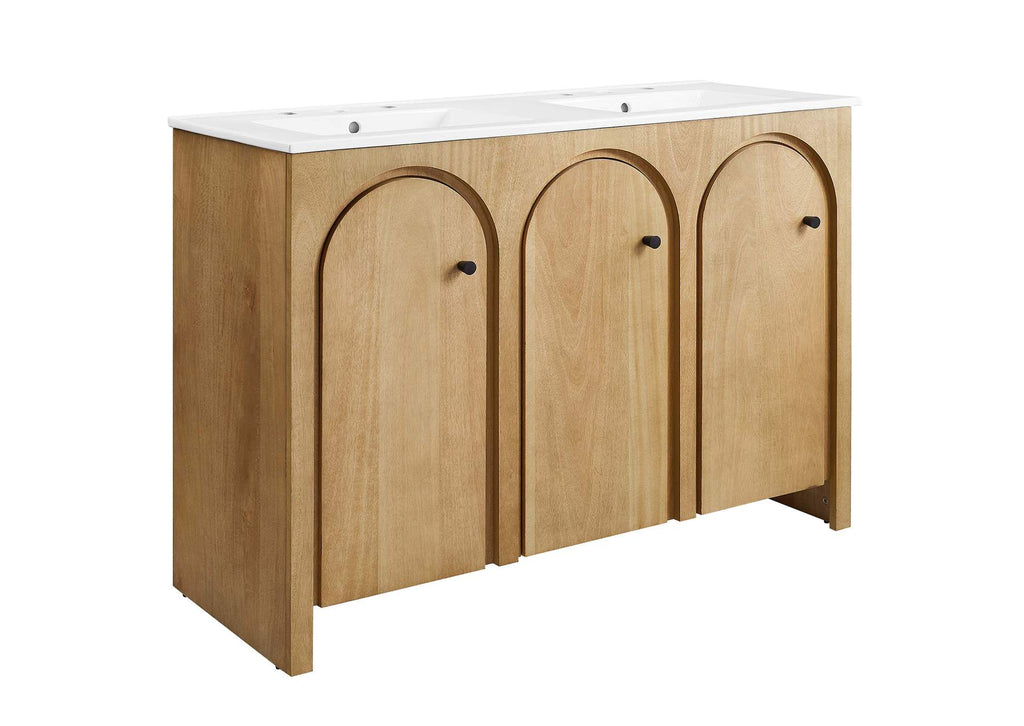 EEI-6792-OAK-WHI Appia 48" Double Sink Bathroom Vanity By Modway