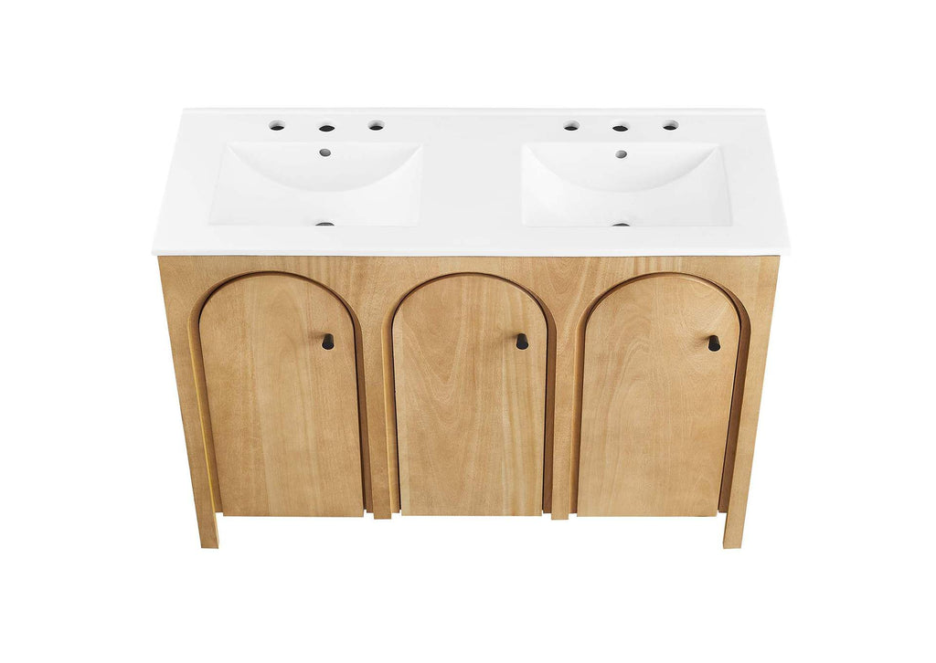 EEI-6792-OAK-WHI Appia 48" Double Sink Bathroom Vanity By Modway