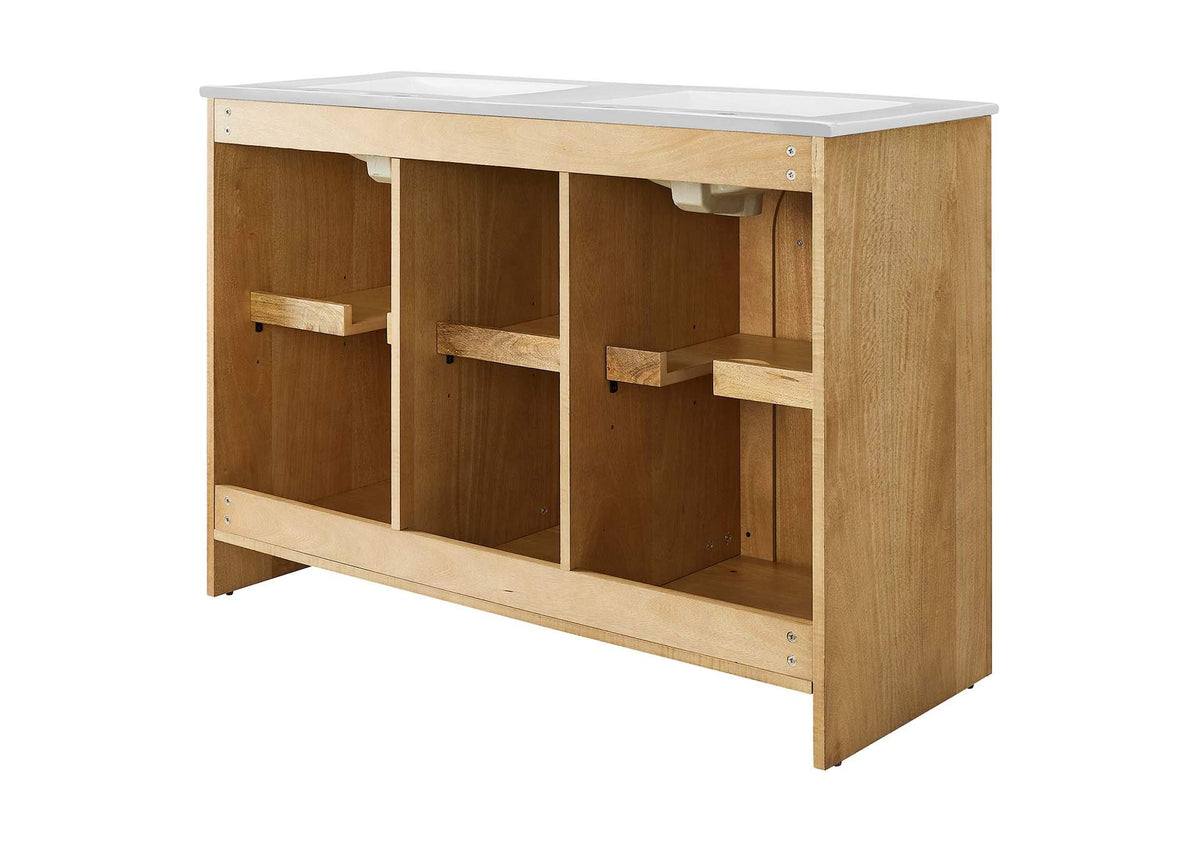 EEI-6792-OAK-WHI Appia 48" Double Sink Bathroom Vanity By Modway