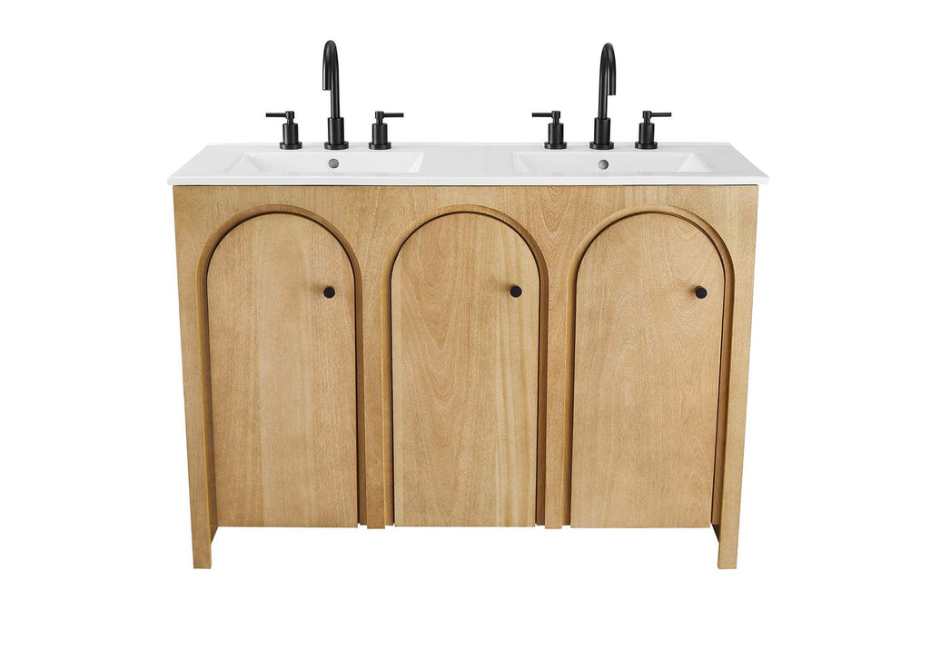 EEI-6792-OAK-WHI Appia 48" Double Sink Bathroom Vanity By Modway