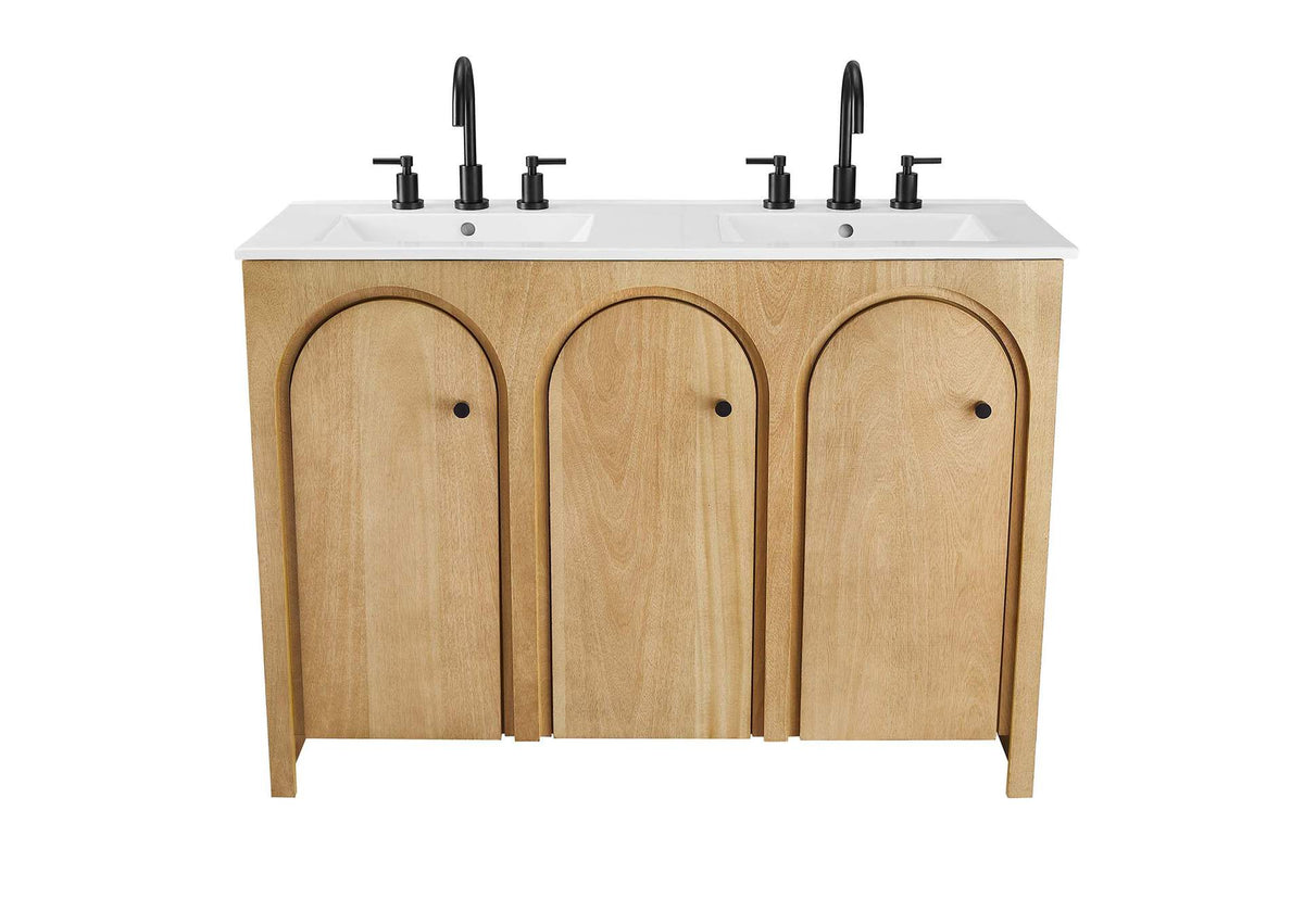 EEI-6792-OAK-WHI Appia 48" Double Sink Bathroom Vanity By Modway