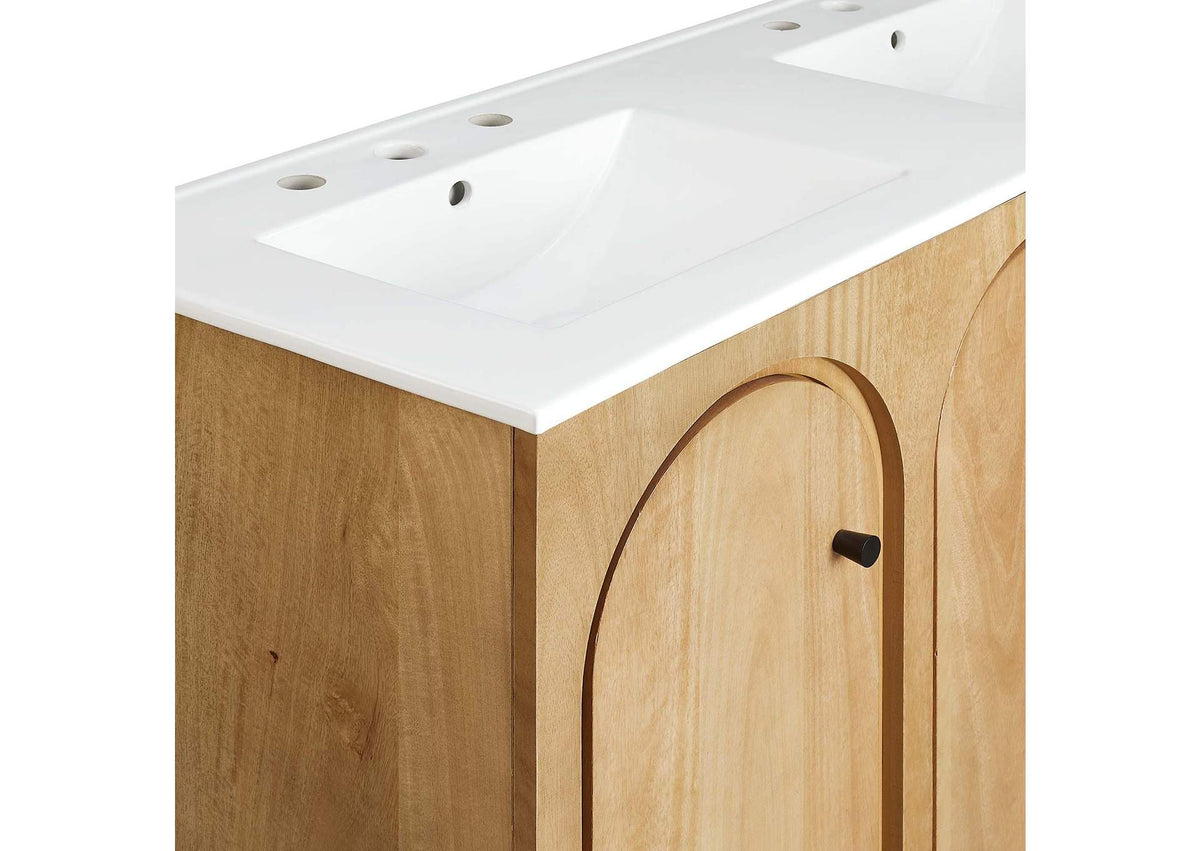 EEI-6792-OAK-WHI Appia 48" Double Sink Bathroom Vanity By Modway