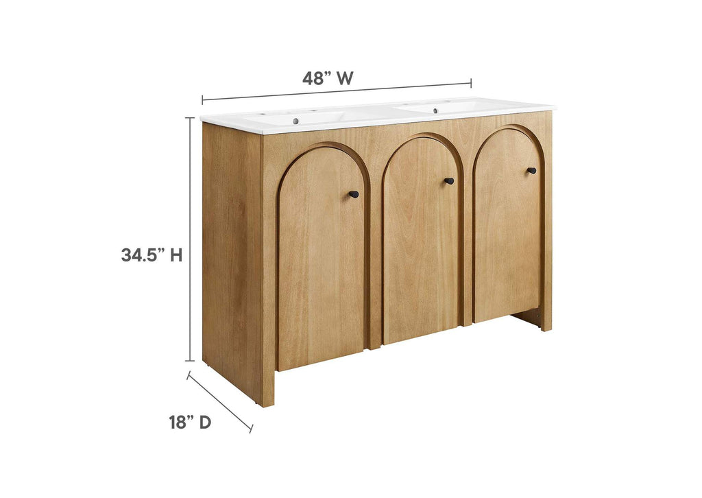 EEI-6792-OAK-WHI Appia 48" Double Sink Bathroom Vanity By Modway