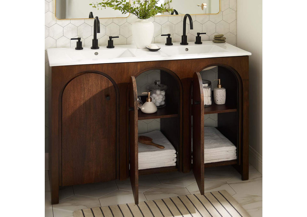 EEI-6792-WAL-WHI Appia 48" Double Sink Bathroom Vanity By Modway