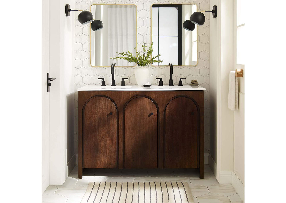 EEI-6792-WAL-WHI Appia 48" Double Sink Bathroom Vanity By Modway