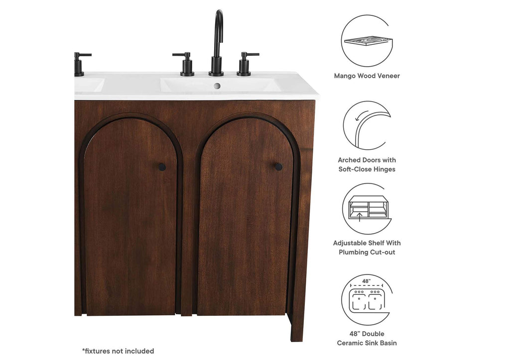 EEI-6792-WAL-WHI Appia 48" Double Sink Bathroom Vanity By Modway