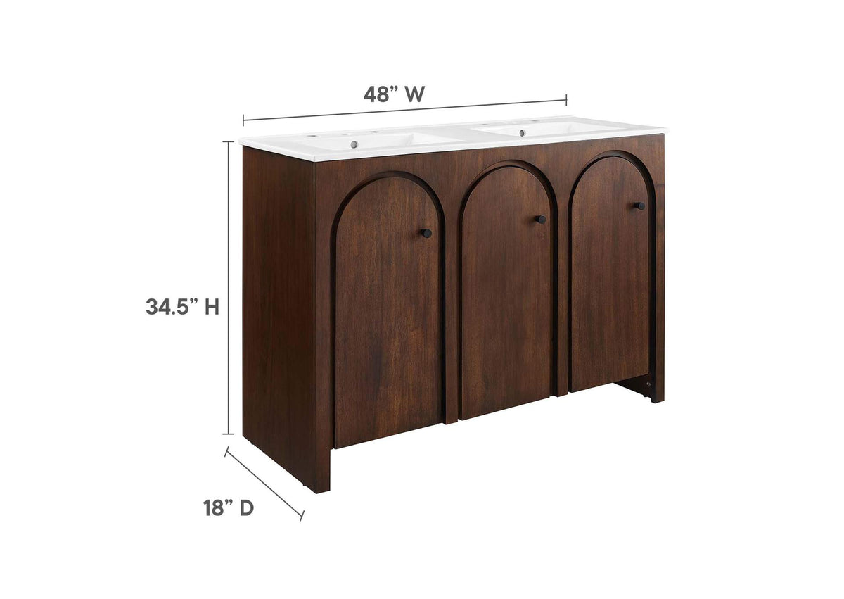 EEI-6792-WAL-WHI Appia 48" Double Sink Bathroom Vanity By Modway