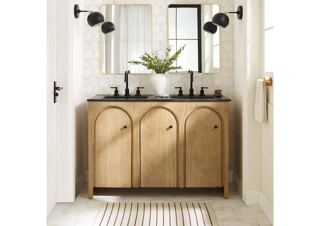 EEI-6793-OAK-BLK Appia 48" Double Sink Bathroom Vanity By Modway