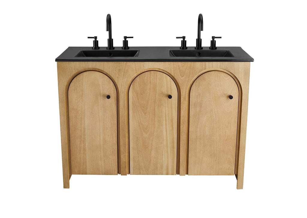 EEI-6793-OAK-BLK Appia 48" Double Sink Bathroom Vanity By Modway