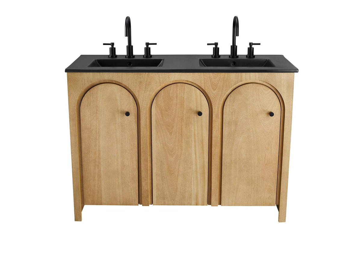 EEI-6793-OAK-BLK Appia 48" Double Sink Bathroom Vanity By Modway