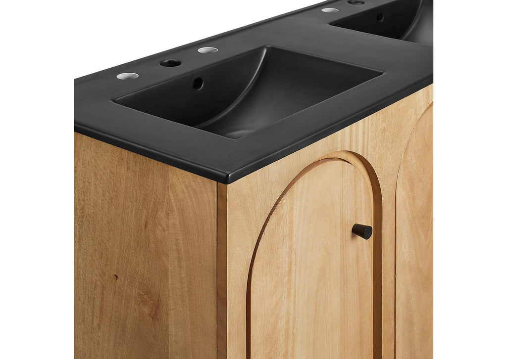 EEI-6793-OAK-BLK Appia 48" Double Sink Bathroom Vanity By Modway