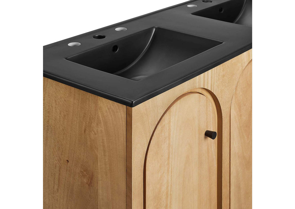 EEI-6793-OAK-BLK Appia 48" Double Sink Bathroom Vanity By Modway