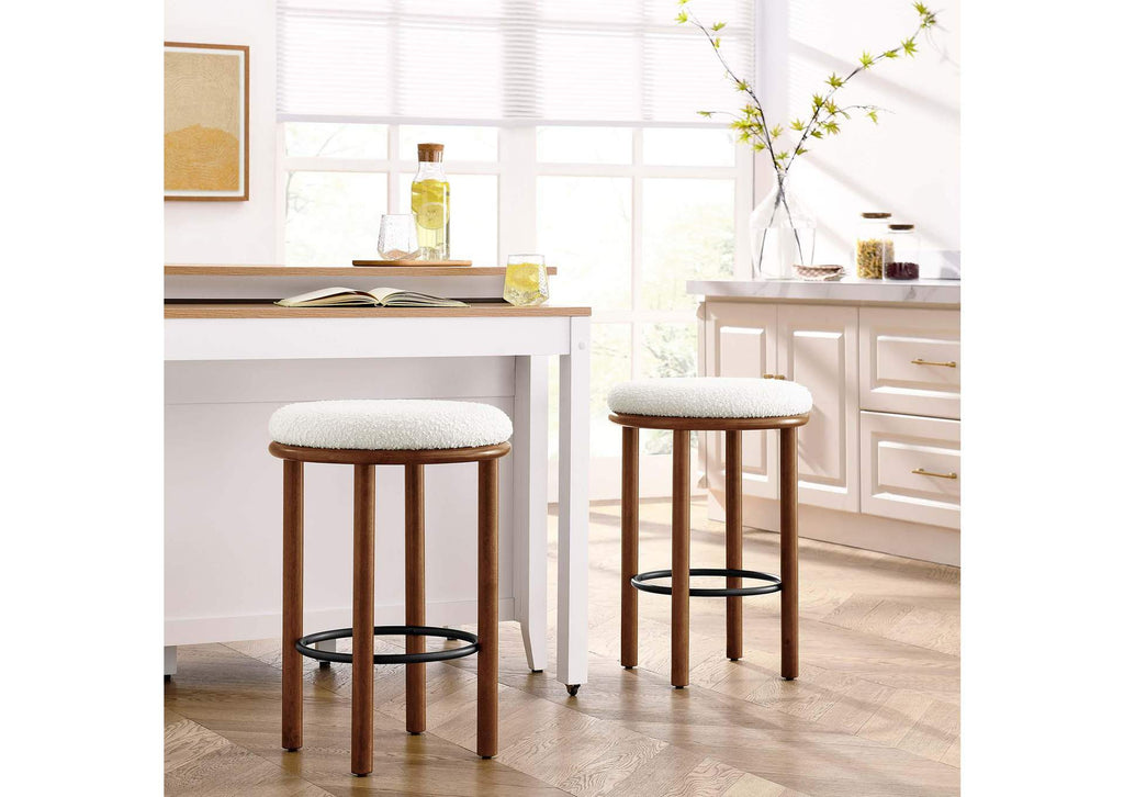 EEI-6818-WAL-IVO Fable Boucle Fabric Counter Stools Set Of 2 By Modway