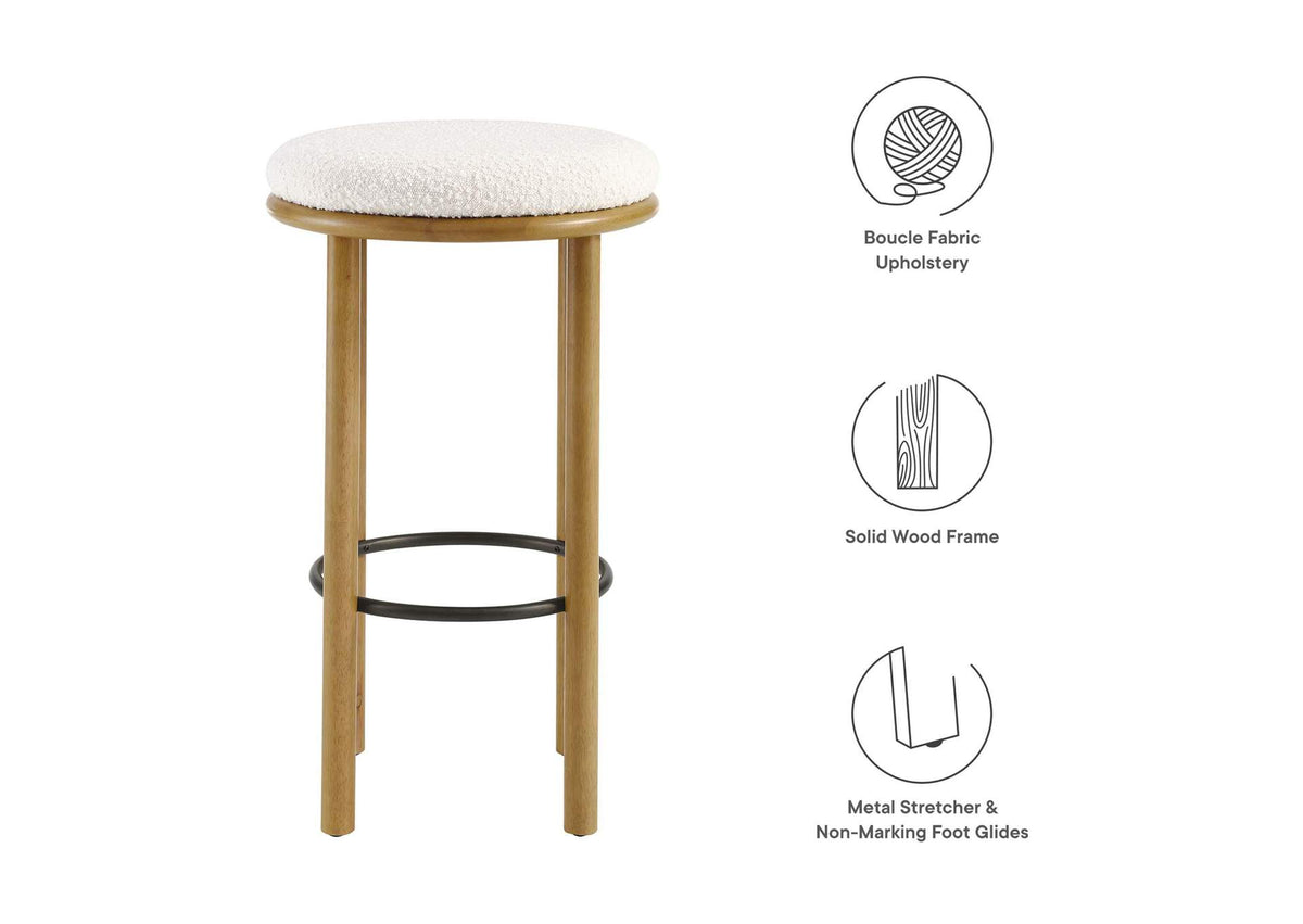 EEI-6819-OAK-IVO Fable Boucle Fabric Bar Stools Set Of 2 By Modway