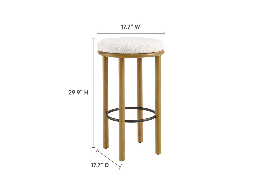 EEI-6819-OAK-IVO Fable Boucle Fabric Bar Stools Set Of 2 By Modway
