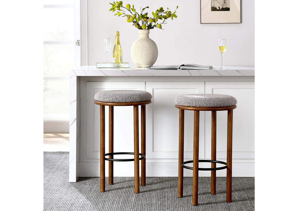 EEI-6819-WAL-TAU Fable Boucle Fabric Bar Stools Set Of 2 By Modway