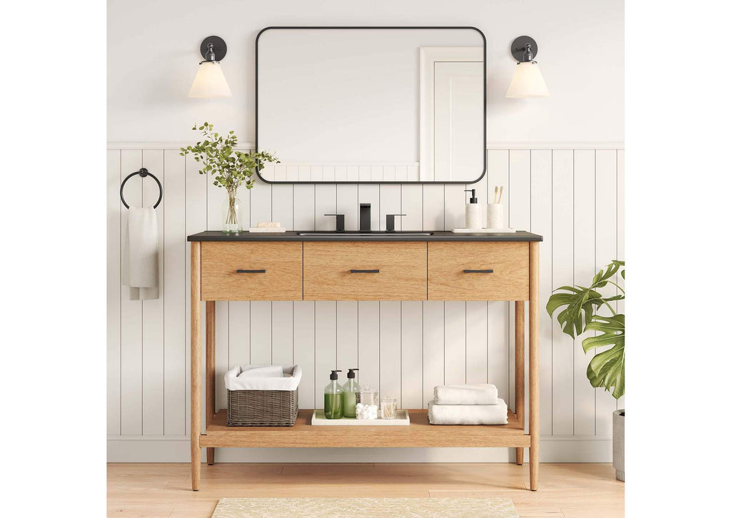 EEI-6825-NAT-BLK Zaire 48" Single Sink Bathroom Vanity By Modway