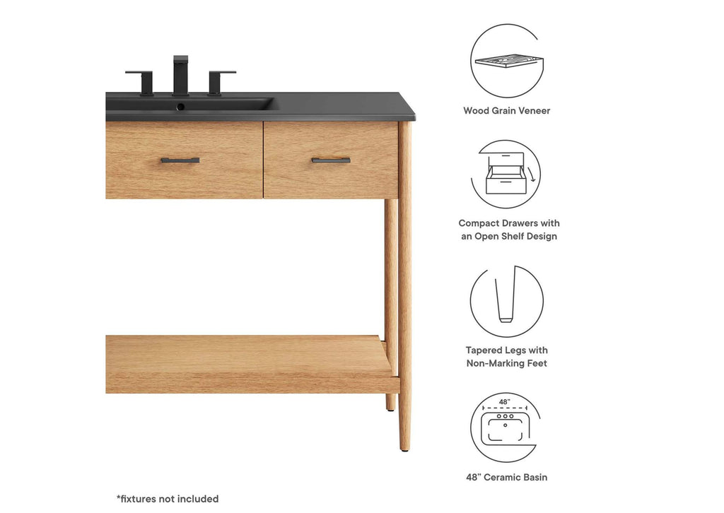 EEI-6825-NAT-BLK Zaire 48" Single Sink Bathroom Vanity By Modway