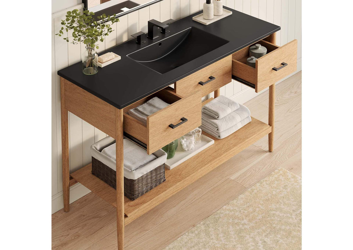 EEI-6825-NAT-BLK Zaire 48" Single Sink Bathroom Vanity By Modway