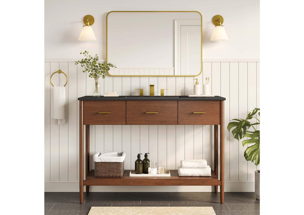 EEI-6825-WAL-BLK Zaire 48" Single Sink Bathroom Vanity By Modway