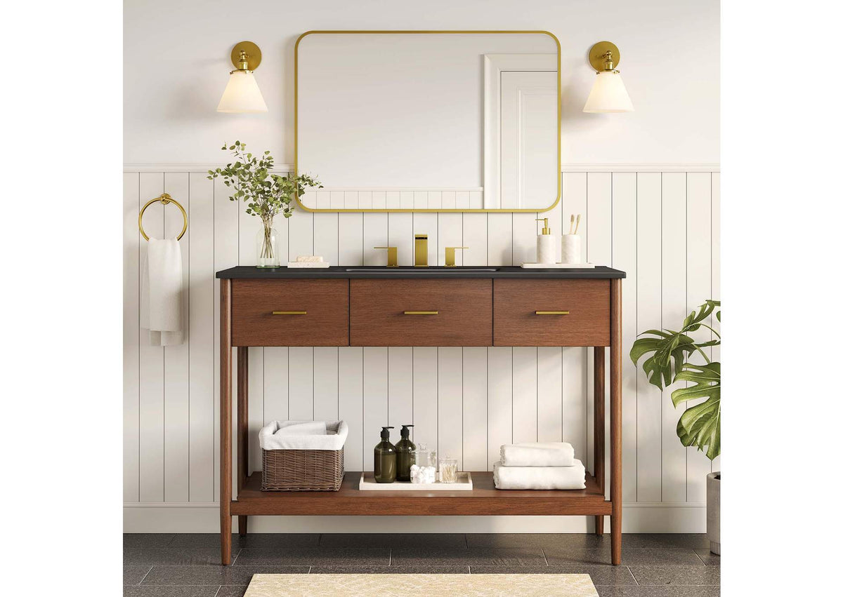 EEI-6825-WAL-BLK Zaire 48" Single Sink Bathroom Vanity By Modway