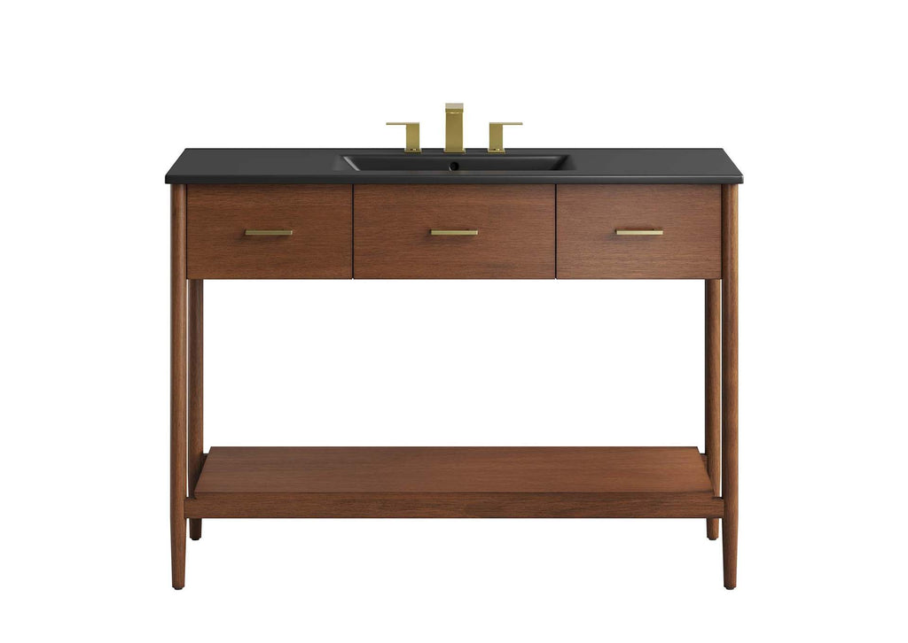 EEI-6825-WAL-BLK Zaire 48" Single Sink Bathroom Vanity By Modway